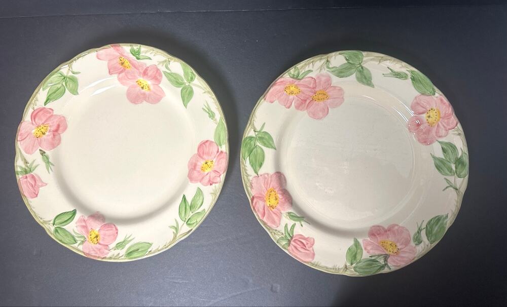 Vintage Franciscan Desert Rose Dinner Plates 10.5" 2 Pink Floral USA Earthenware